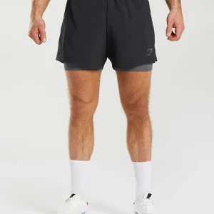 Sale Gymshark Sport 5" 2 In 1 Shorts Black/SilhouetteGrey