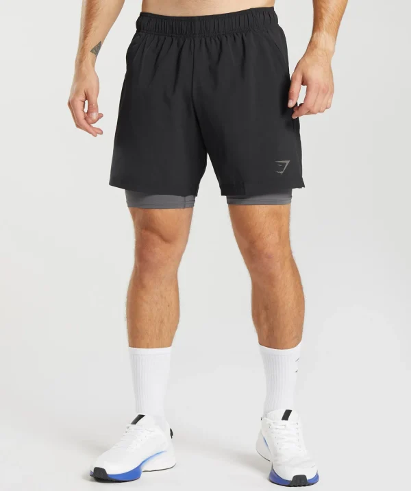 Online Gymshark Sport 7" 2 In 1 Shorts Black/SilhouetteGrey