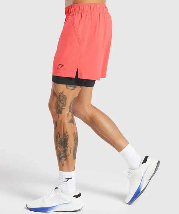Hot Gymshark Sport 5" 2 in 1 Shorts TropicalPink/Black
