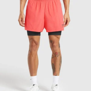 Hot Gymshark Sport 5" 2 in 1 Shorts TropicalPink/Black