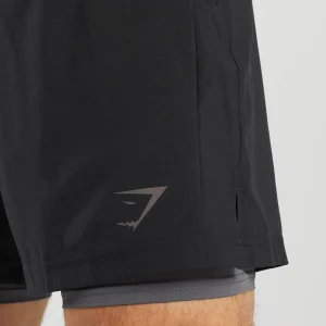 Online Gymshark Sport 7" 2 In 1 Shorts Black/SilhouetteGrey