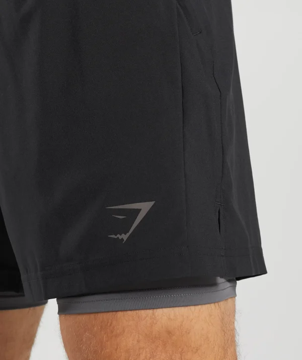 Online Gymshark Sport 7" 2 In 1 Shorts Black/SilhouetteGrey