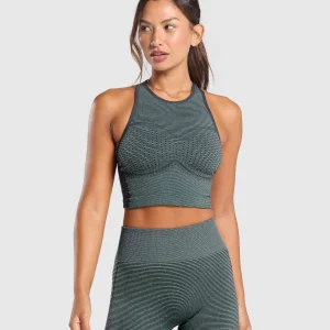 Best Gymshark Sport Seamless Cropped Tank VictoryGreen/DisciplineGreen