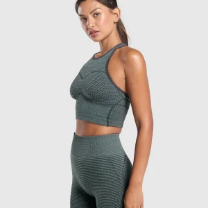 Best Gymshark Sport Seamless Cropped Tank VictoryGreen/DisciplineGreen