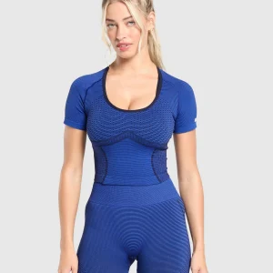 Outlet Gymshark Sport Seamless Midi Top ForceBlue/PastelBlue