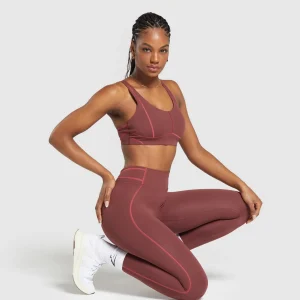 Online Gymshark Stitch Feature Leggings BurgundyBrown