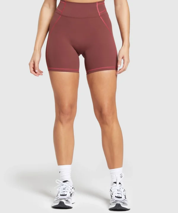 Outlet Gymshark Stitch Feature Shorts BurgundyBrown