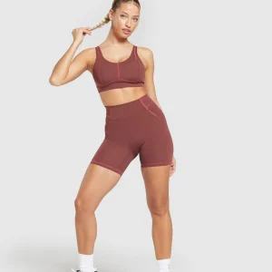 Outlet Gymshark Stitch Feature Shorts BurgundyBrown