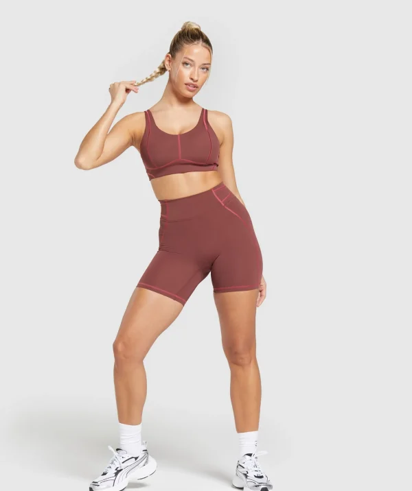 Outlet Gymshark Stitch Feature Shorts BurgundyBrown