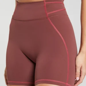 Outlet Gymshark Stitch Feature Shorts BurgundyBrown