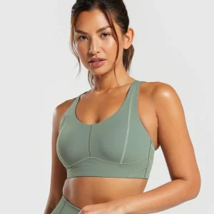 Best Gymshark Stitch Feature Sports Bra UnitGreen