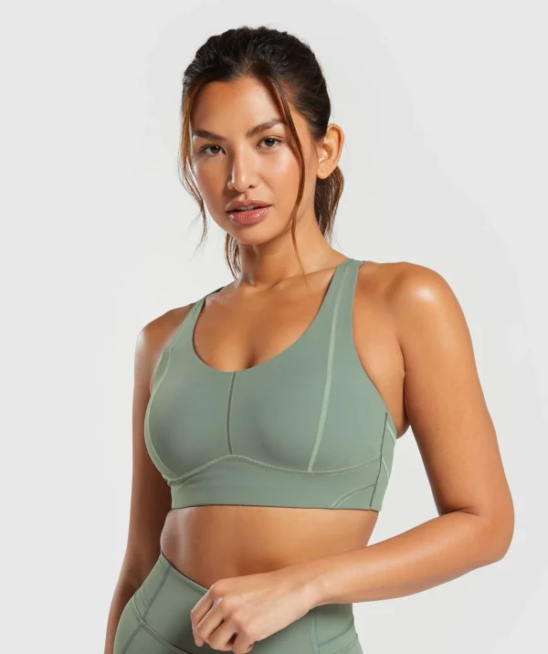 Best Gymshark Stitch Feature Sports Bra UnitGreen