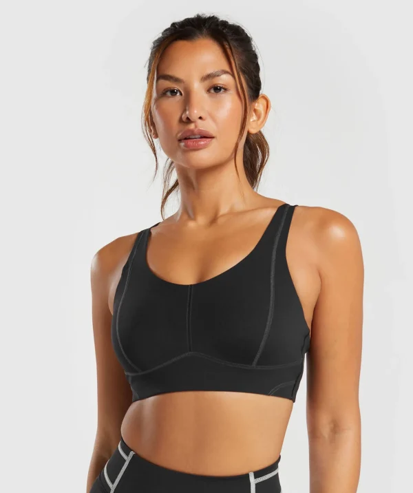 Fashion Gymshark Stitch Feature Sports Bra Black