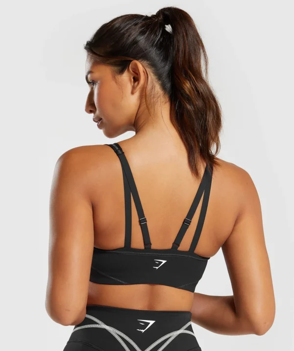 Fashion Gymshark Stitch Feature Sports Bra Black