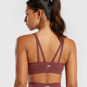 Fashion Gymshark Stitch Feature Sports Bra BurgundyBrown