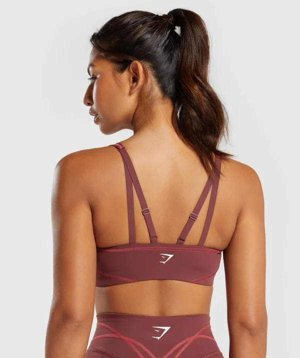 Fashion Gymshark Stitch Feature Sports Bra BurgundyBrown