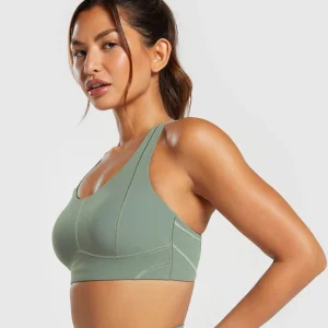 Best Gymshark Stitch Feature Sports Bra UnitGreen