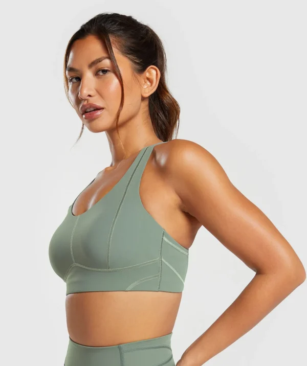 Best Gymshark Stitch Feature Sports Bra UnitGreen