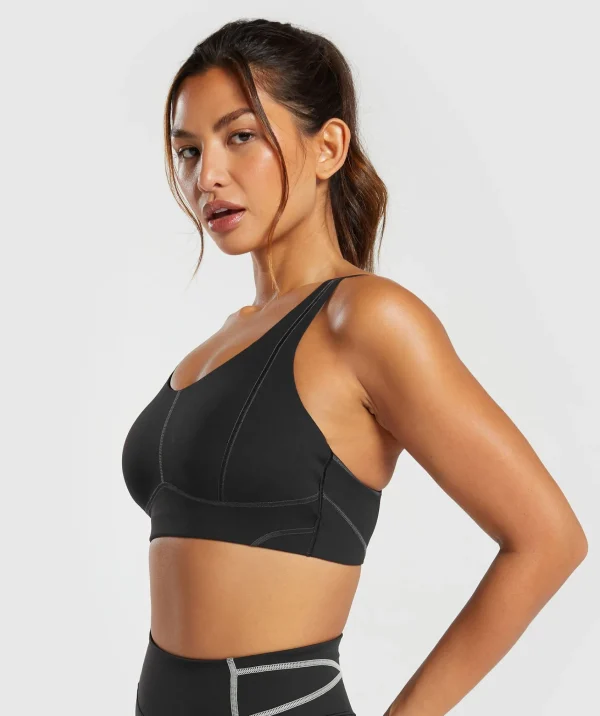 Fashion Gymshark Stitch Feature Sports Bra Black