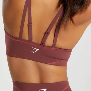 Fashion Gymshark Stitch Feature Sports Bra BurgundyBrown