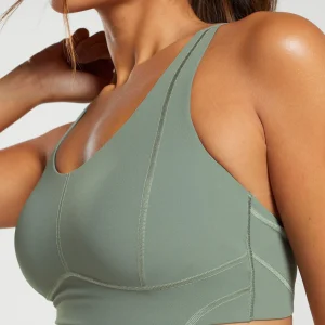 Best Gymshark Stitch Feature Sports Bra UnitGreen