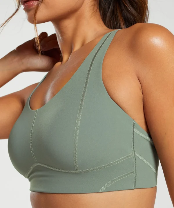 Best Gymshark Stitch Feature Sports Bra UnitGreen