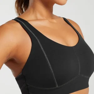 Fashion Gymshark Stitch Feature Sports Bra Black