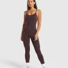 Sale Gymshark Strappy All in One Full length HeritageBrown