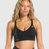 Clearance Gymshark Strappy Back Medium Support Sports Bra Black