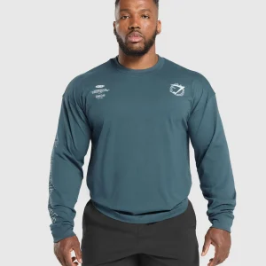 Online Gymshark Strength and Conditioning Long Sleeve T-Shirt CargoBlue