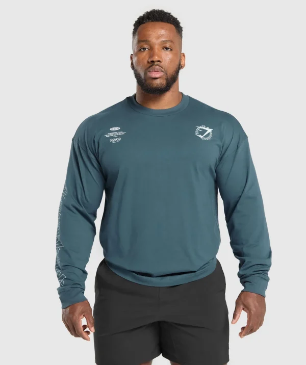 Online Gymshark Strength and Conditioning Long Sleeve T-Shirt CargoBlue