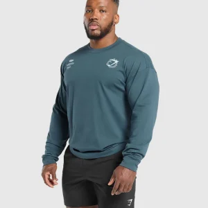 Online Gymshark Strength and Conditioning Long Sleeve T-Shirt CargoBlue