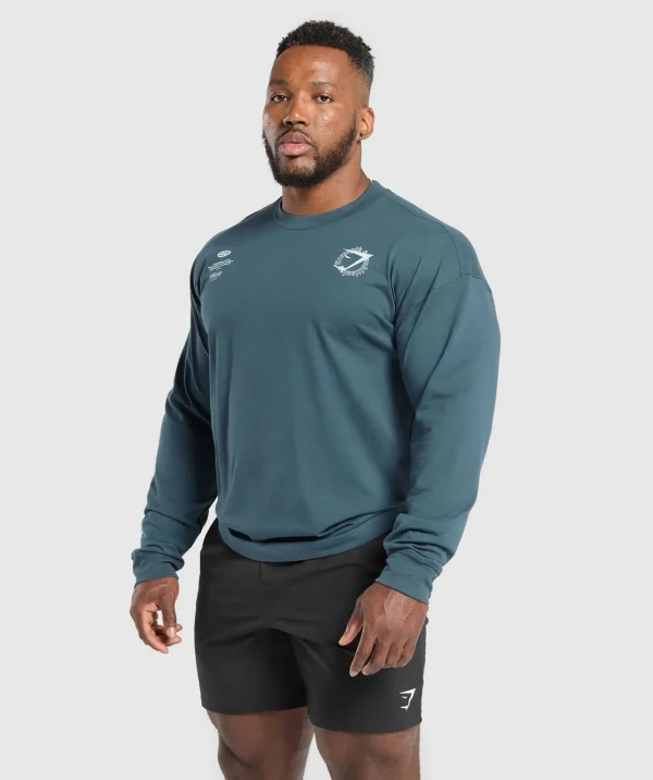 Online Gymshark Strength and Conditioning Long Sleeve T-Shirt CargoBlue