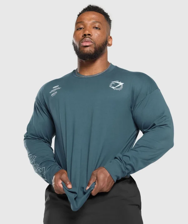 Online Gymshark Strength and Conditioning Long Sleeve T-Shirt CargoBlue