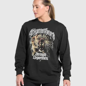 Discount Gymshark Strength Department Animal Long Sleeve T-Shirt Black