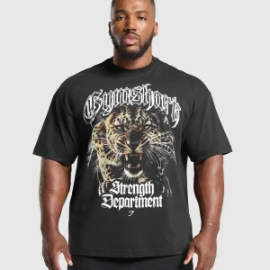 Clearance Gymshark Strength Department Animal Oversized T-Shirt Black