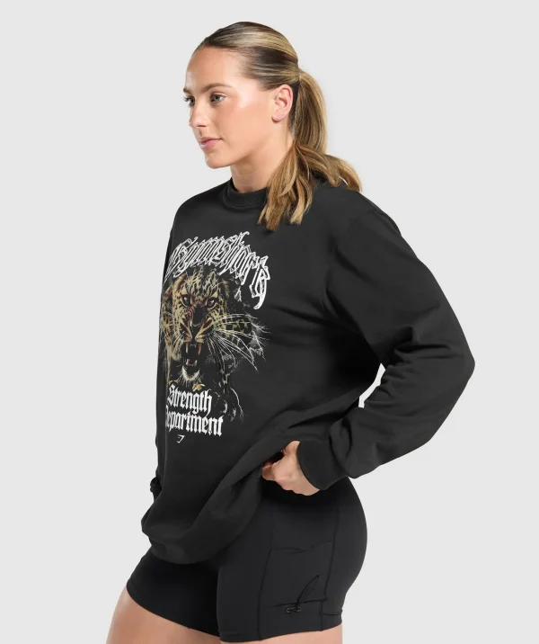 Discount Gymshark Strength Department Animal Long Sleeve T-Shirt Black