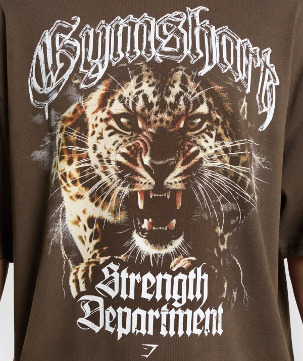 Sale Gymshark Strength Department Animal T-Shirt ArchiveBrown