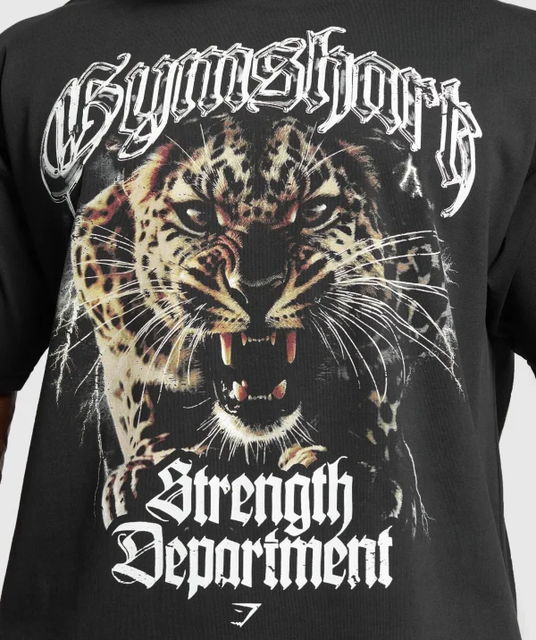 Clearance Gymshark Strength Department Animal Oversized T-Shirt Black