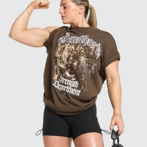 Sale Gymshark Strength Department Animal T-Shirt ArchiveBrown