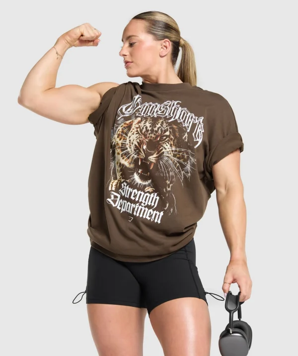 Sale Gymshark Strength Department Animal T-Shirt ArchiveBrown