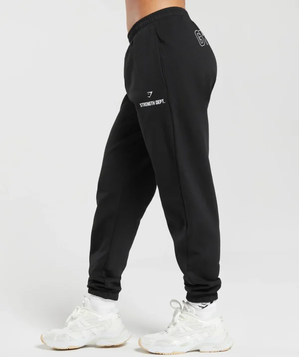 Hot Gymshark Strength Department Graphic Joggers Black