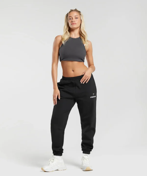 Hot Gymshark Strength Department Graphic Joggers Black