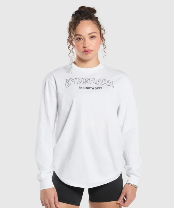 Online Gymshark Strength Department Long Sleeve Skater White