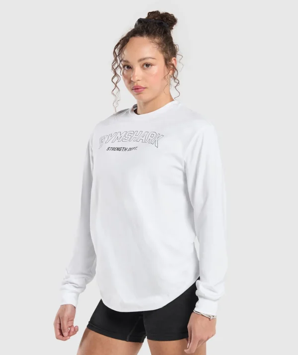 Online Gymshark Strength Department Long Sleeve Skater White