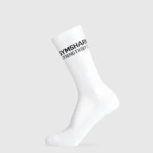 Best Gymshark Strength Dept. Graphic Crew Socks White