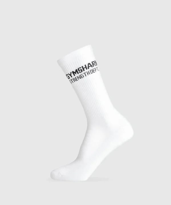 Best Gymshark Strength Dept. Graphic Crew Socks White