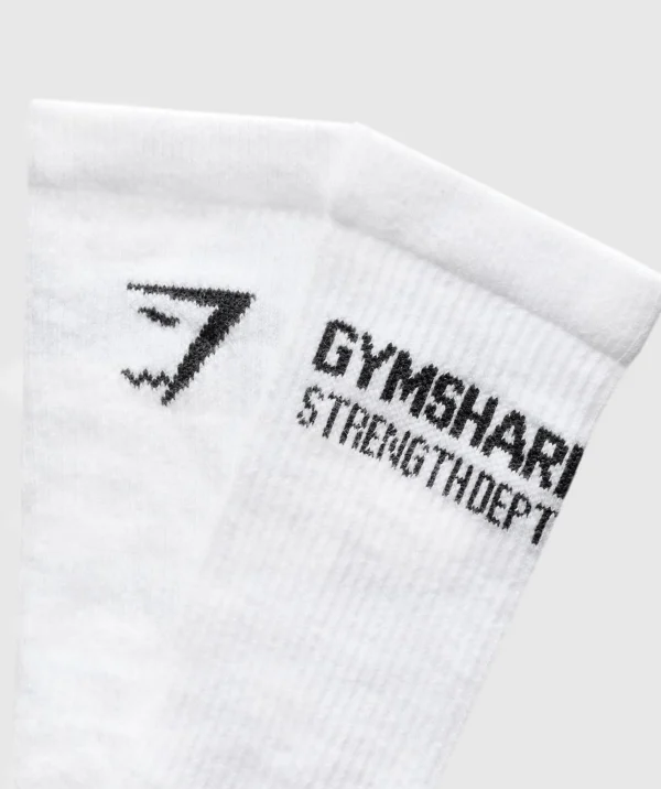 Best Gymshark Strength Dept. Graphic Crew Socks White