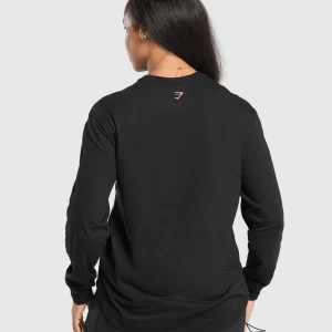 Outlet Gymshark Strength In Numbers Long Sleeve Top Black