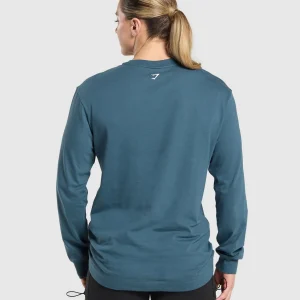 Clearance Gymshark Strength In Numbers Long Sleeve Top CargoBlue